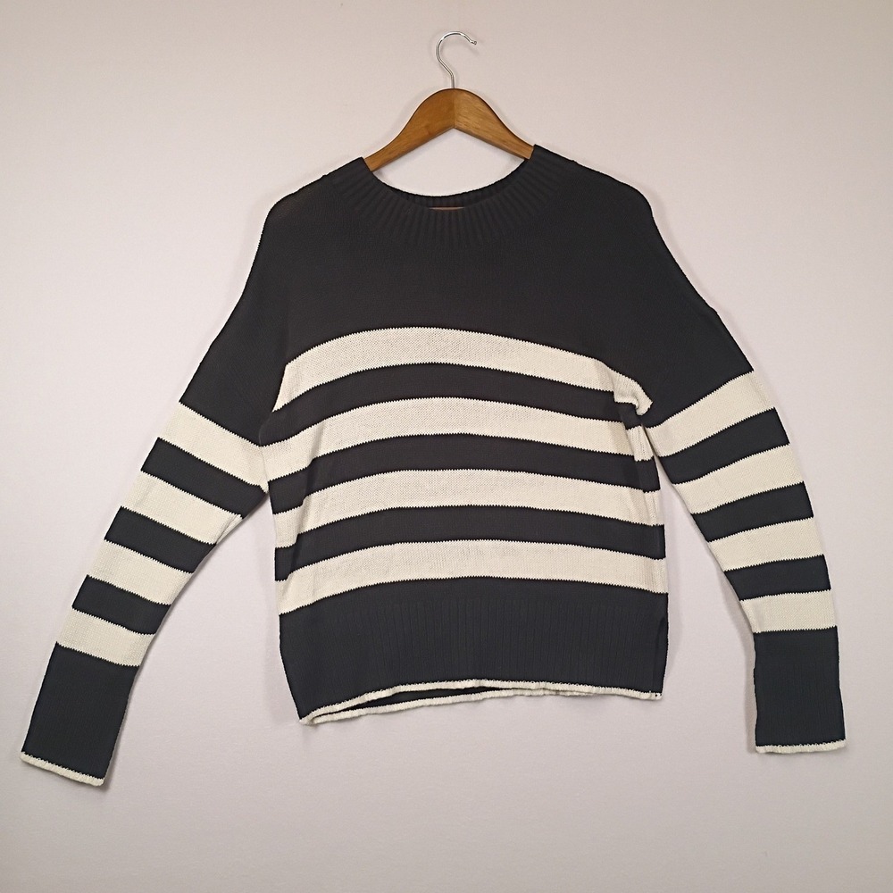 Nautical Sonoma Goods For Life Womens Small Black White Striped Crewneck Sweater